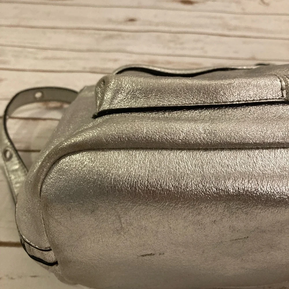 Sam Edelman Silver Metallic Faux Leather Backpack